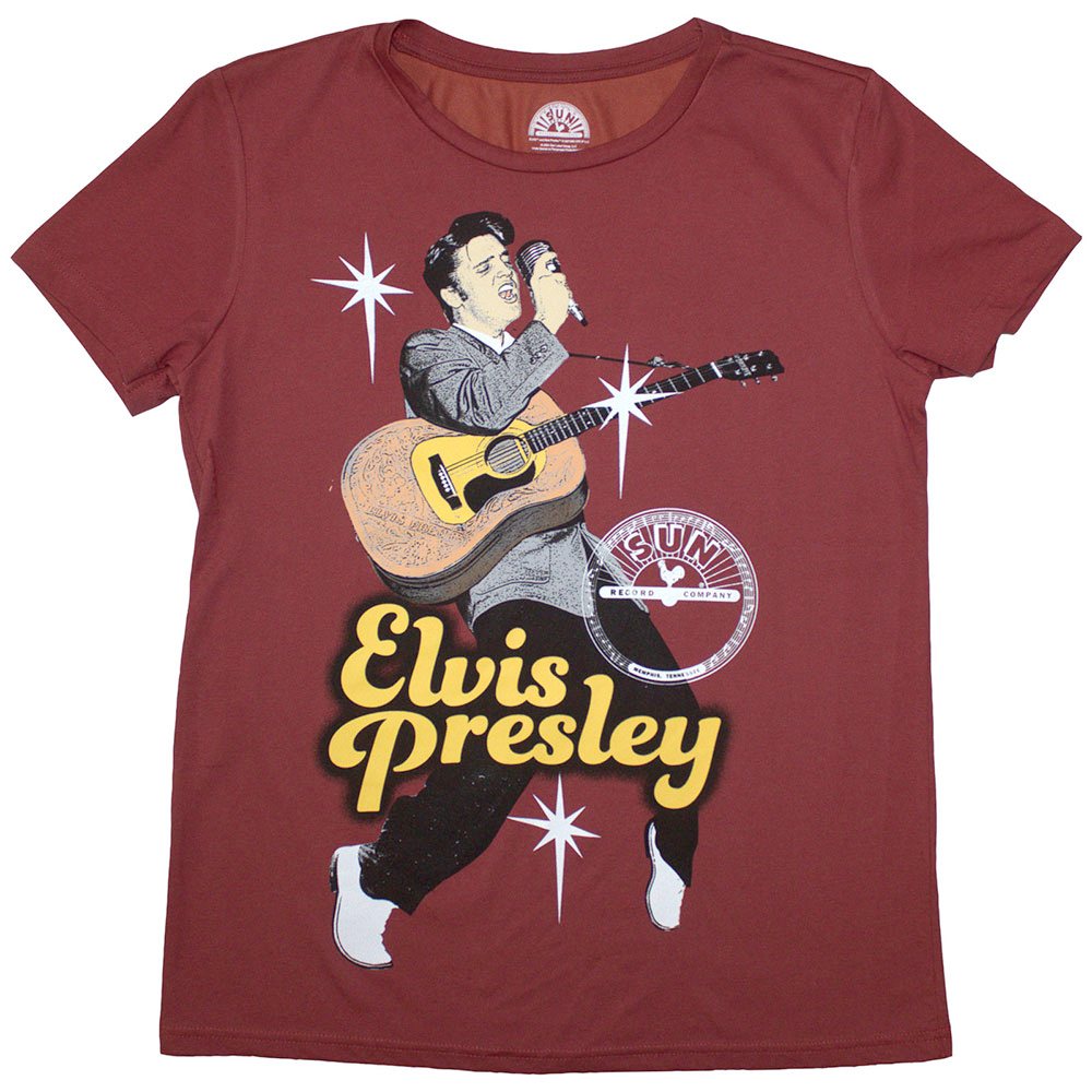 Elvis Presley - Elvis Mic Dames Tshirt - Rood
